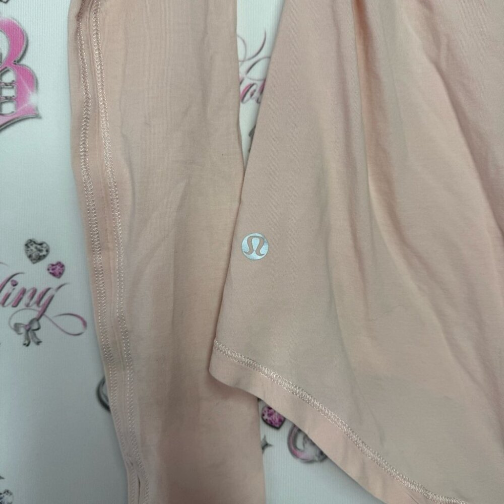 Lululemon long sleeve stretchy pink top logo on back soft buttery workout yoga - Picture 2 of 9